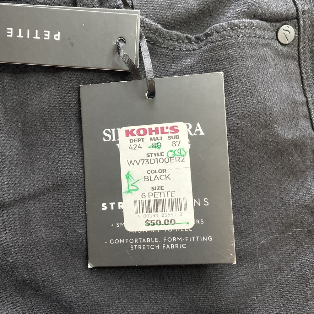 New Simply Vera Women's Sz 6P Wang Denim Skinny Mid Rise Stretch Jeans Black - Picture 10 of 11